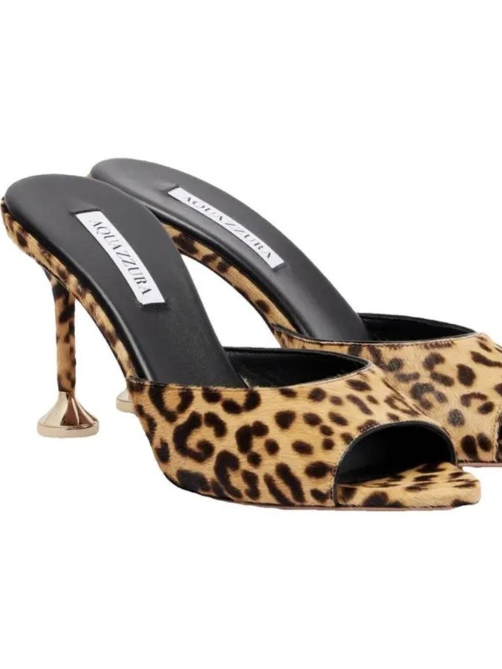 AQUAZZURA Bisous 85 leopard-print calf hair mules EU 39